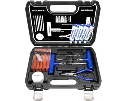 Kit complet de réparation de pneus de voiture – 47 pièces – Proppenset – Prop Set – Voiture/Moto/Tracteur – Multifonctionnel – Design portable – Incl. Valise