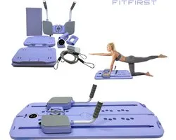 FitFirst Pilates Board | Complete Training in één board | Inclusief WeerstandsBanden & Core Glider | Paars