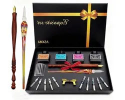 Kalligrafiepennen cadeauset - Gepersonaliseerde Caligrafie Pen Kits Kalligrafie Set Voor Beginners & Professional.Glazen dip Pen Inclusief Glas En Houten Dip Pen, Penhouder, Verschillende Maten