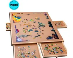 PiecePro Puzzelbord met 6 Lades - 2000 Stukjes - Puzzeltafel met Opbergsysteem - 105 x 76 cm - Puzzelmat - Portapuzzle - Puzzelplaat - Puzzelplank