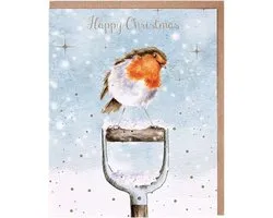 Wrendale Christmas Cards Notepack - 8 pièces - 'A Little Red Robin' Robin Christmas Card Pack