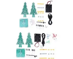 Arbre de Noël 3D DIY Kit d'Assemblage de Circuits Électroniques PCB Sapin de Noël Stéréo LED pour la Décoration de Vacances(3 Colors)