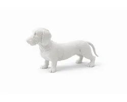 Statue de chien teckel à poil dur – Statuette décorative | Hunoba Creative - Blanc