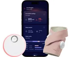 Owlet Dream Sock - Moniteur pour bébé intelligent certifié Medisch avec notifications de fréquence cardiaque, d'oxygène et de santé en direct - Rose