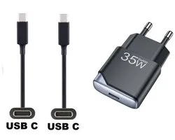 OneOne 35W snellader + 1,0m sterke USB C naar C kabel. GAN lader. PD PPS oplader adapter past op Kobo (Rakuten) eReader Elipsa, Elipsa 2E, Sage, Libra 2, Libra Colour, Clara 2E, Clara Colour, Clara BW - Kindle (Amazon) Scribe
