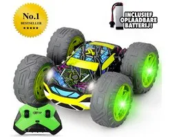 Exost RC 360 Cross Flash Stuntauto groen 1:18 - Flashing wheels - Incl. oplaadbare batterij - RC auto