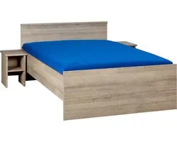 BEUK Bedframe 140X210 cm - Incl. Middenbalk - Donker Grijs Hout - Bavel