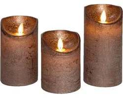 Bougies pilier LED Anna Collection - 3x - bronze - bougies pilier