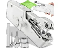 Mrs. Jones Elektrische Mini Naaimachine met 2 Draadspoelen Draagbare Handnaaimachine - Eenvoudig te Bedienen Mini Naaimachine Handheld Naaiset - Reisnaaiset Thuis Naaiset Handnaaimachine Wit .
