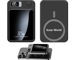 Solar world - Powerbank 5000 mAh avec Magsafe 15W - Klein Design - Avec Aimant - Pour iPhone 12 / 13 / 14 - Powerbank sans fil