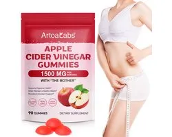 ArtoaLabs Apple Cider Vinegar Gummies met “Mother” – 1500MG ACV Extract – Appelazijn Supplement – Vegan Gummies – 90 Stuks – Dagelijkse Ondersteuning