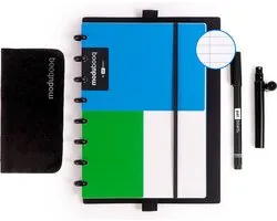 Notes Modubooq™ - carnet intelligent réutilisable modulaire A5 - 40 pages lignées bleues duratech3™ - stylo inclus