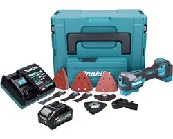 Makita TM 001 GM103 Snoerloos multifunctioneel gereedschap 40 V max. Starlock Max Brushless + 1x accu 4.0 Ah + 37-delige accessoireset + lader + Makpac
