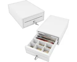 Kassalade Metaal - Geldlade Onderbouw - Winkel Verkoop - Volledig Metalen Constructie - 35.5 cm Breed - Wit
