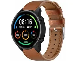 Strap-it Smartwatch bandje leer - geschikt voor Xiaomi Watch S1 (Active/Pro) / Watch 2 Pro / Watch S3 / Mi Watch / Amazfit Balance / Bip 5 - strak bruin