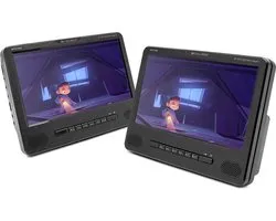 Caliber Draagbare DVD Speler - Dvd Speler Auto - 2 schermen - 9 Inch - Portable Dvd speler - Werken ook los van elkaar - Oplaadbaar - Inclusief hoofdsteun houders (MPD298)