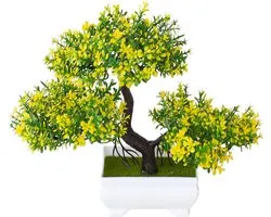 Verve Jelly Artificial Bonsai Tree Faux Potted Plants Artificial Plants Indoor Potted Artificial Flower Plants Bonsai Tree for Indoor/Outdoor Home Office Desk Decor,Yellow,18x25cm