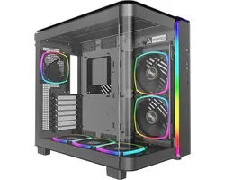 MONTECH, King 95 PRO PC mi- Tower ATX Dual chambre - Gaming-Gehause, flux d'air supérieur, panneaux de travail, façade en verre incurvée stable, lumière ARGB PWM séparée préinstallée avec lumière-