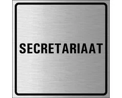 Secretariaat bordje, geborsteld aluminium 150 x 150 mm