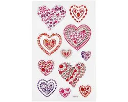 Diamond Stickers - Harten Design - Zelfklevende Strass Stickers - Glanzende Sierstickers - Glitter & Decoratieve Stickers - DIY Knutselen & Hobby - 1 Vel