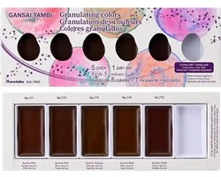 Kuretake Gansai Tambi - Granulating 5 Watercolors Set + 1 Empty Pan, Professional-Quality