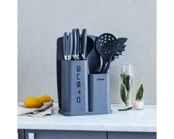 Karaca -Gusto 12-delige Messen en Serveer Snijplankenset- Grijs, Kitchen Knife, Easy to Clean, Elegant Design, Sharp Knife Set, Practical and Durable, Professional Knife