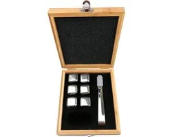 Whiskey Stones Set (6 stuks) Incl. Tang - Whisky Stenen - Luxe Cadeau Set - Herbruikbare ijsblokjes - Icecubes met tang