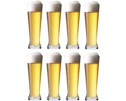 Professionele Bierglazen - (8 stuks) - 500ml - Bierglas - Bier - Glas - 50cl/0.5L - Pils - Glazen set - Hoogwaardige Kwaliteit - Vaasje - Speciaal Bier - Weizen