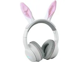 KIDYWOLF KIDYEARS Casque Enfant Lapin – 85dB, Bluetooth & Jack, Pliable, Oreilles Magnétiques, 4+