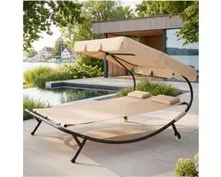 tectake - Chaise longue Livorno pour 2 personnes - beige