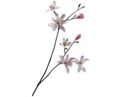 Silk-ka Kunstbloem-Zijden Bloem Magnolia Tak Wit-Roze 100 cm