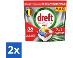 2 x Dreft – Vaatwastabletten – Platinum Plus All-in-One – Citroen – 19 Tabletten - Vaatwastabletten - Anti-dofheid - Glansherstel - Vaatwasser - Vaatwas