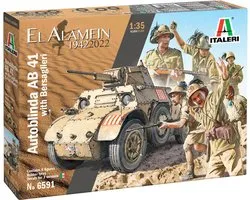 Italeri Modelbouwpakket Militaire voertuigen - 6591 Autoblinda AB 41 with Bersaglieri El Alamein Plastic - 1:35 - Modelbouw
