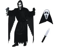 Joya Party® Verkleedkostuum Volwassenen | Compleet met Gewaad, Masker & Mes | Halloween Kostuum Horror | Ghost Geest Outfit Volwassenen | Magare Hein Gewaad | Horror Verkleedkleding Mannen & Vrouwen | Maat M