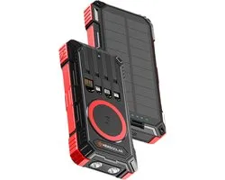 Chargeur HEKO Solar Power Bank 30000 mAh - 3 câbles intégrés - Charge rapide solaire - Recharge sans fil - Chargeur Solar