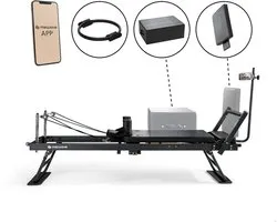 ENSEMBLE : Mewave® Pilates Reformer Set – Reformer, Pilates Box et Pilates Ring – Pliable et réglable – Zwart – Pour la maison et le studio