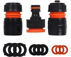 Tuinslang Connector Set - Kraan Hulpstukken - Water Geven - 2-in-1 Schroefdraad - 3/4 & 1/2 Inch - Grijs