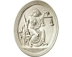 Design Toscano Lady Justice wandsculptuur van Old Bailey Courthouse