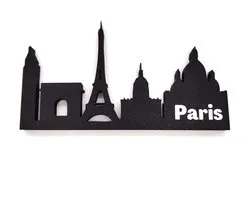 Paris Skyline Silhouet – Stad Decoratie 3D Print Zwart Eiffeltoren