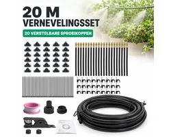 Nevelsproeier voor Tuin 20 m - 20 Verstelbare Sproeikoppen - Complete Vernevelingsset