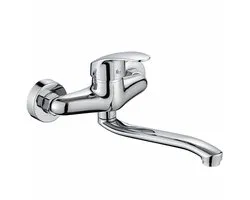 OKWISH Robinets de Cuisine - Robinet de Cuisine Réglable Pour Montage Mural, Robinet d'Évier Avec Poignée de Halte, Alliage de Zinc, Argent