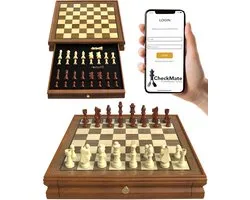 Windsor Luxe Schaakbord - met Schaakstukken - 35 cm - Annotaties - Schaakset - Magnetisch Schaakspel - Chess Set - Hout