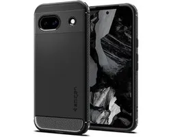 Spigen Rugged Armor Case Adapté pour Google Pixel 8a - Coque Arrière avec Coussin Air - Carbone - Mat - Zwart