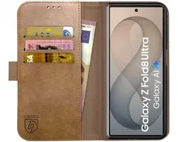 Rosso Element Geschikt voor Samsung Galaxy Fold 8 Ultra | Wallet Book Case | Portemonnee Hoesje | 4 Pasjes | Magneetsluiting | Stand Functie | Bruin