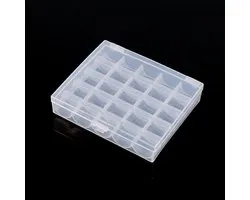 Cucito Stuff Box van Leer voor Naaiaccessoires, Lege Plastic Spoelen Organizer voor 25 Klossen, Handige Opbergdoos voor Naaigereedschap en Spoelen