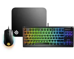 Pack Gaming SteelSeries : clavier Gaming Apex 3 TKL, souris Gaming Rival 3 et Mini tapis de souris QcK