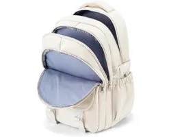 SnelShoppen - Casual Waterproof Laptop Backpack 14 Inch voor Mannen en Vrouwen, Ideaal voor School, Universiteit, Korte Trips, Off-White, 45x33x22 cm