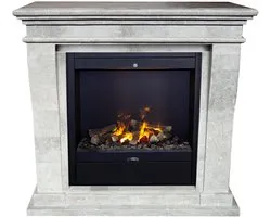 Cheminée à vapeur d'eau Xaralyn - Kreta Mini EAL-SGP - pierre naturelle grise polie - chauffage 1500 Watt - avec télécommande - cheminée électrique décorative Opti-Myst - habillage de cheminée avec insert - manteau de cheminée