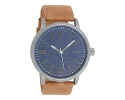 OOZOO Timepieces - Titanium horloge met camel leren band - C9406