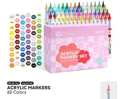 Arrtx - Acrylmarkers - Direct Liquid Ink - Paint Brush Tip Markers - 60 kleuren